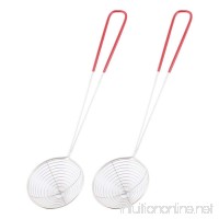 Home Stainless Steel 3" Dia Tip Two Wire Handle Strainer Ladle 2pcs - B00TGQGJ40